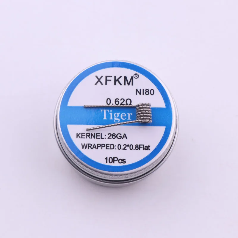 XFKM NI80 Alien Clapton Coil Flat Twisted Fused Clapton Quad Tiger Heating Wire Vape Resistance Premade Coil Prebuilt Coil