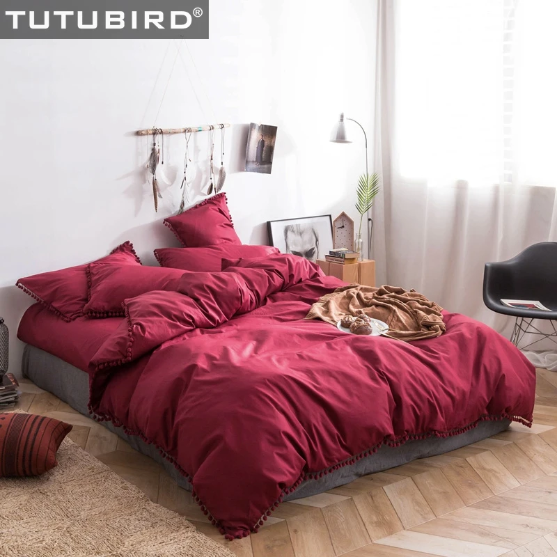 TUTUBIRD Wine Red Solid Bedding Set bedlinen Egyptian cotton bed sheet long staple duvet cover brief modern style bedclothes
TUTUBIRD Wine Red Solid Bedding Set bedlinen Egyptian cotton bed sheet long staple duvet cover brief modern style bedclothes
