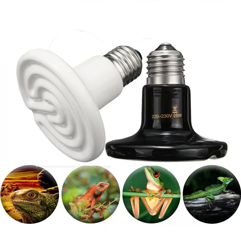 Image Pet Infrared Ceramic Emitter Heating Light Bulb E27 Lamp Bulbs 80mm 25 40 50 60 75 100 150W for Reptile Pet Brooder 110 220V