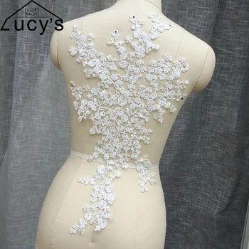 Latest design lace patches light ivory/Off white color florals lace appliques for wedding dress sewing 2pcs/lot 55x28CM
Latest design lace patches light ivory/Off white color florals lace appliques for wedding dress sewing 2pcs/lot 55x28CM