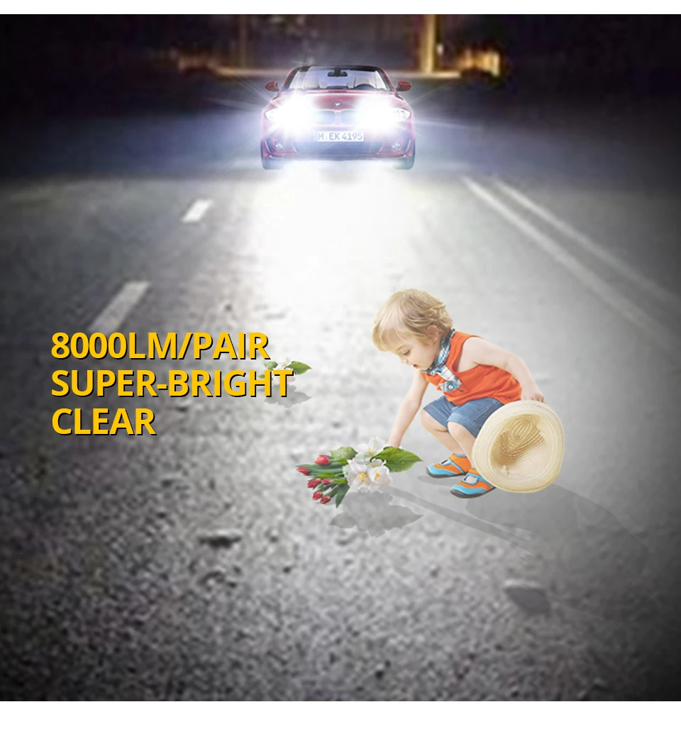 VooVoo LED H7 Car Lights H1 H4 H11 H8 H9 9005 HB3 9006 HB4 COB LED Car Headlight Bulb Automobiles Led 12V Headlamp 6000K 8000K (12)