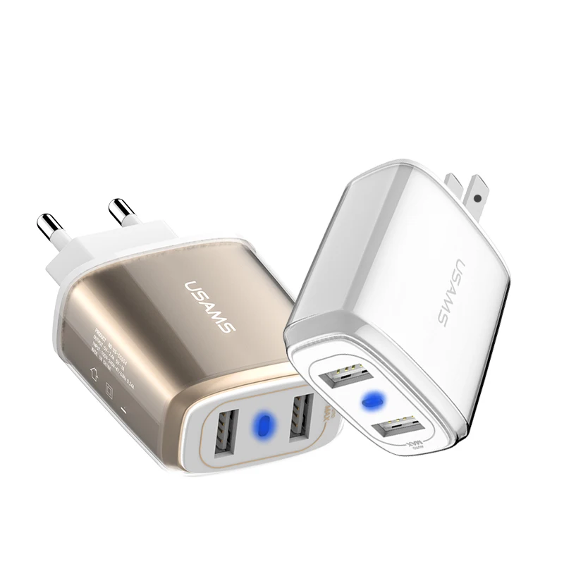 USAMS USB Charger Adapter w/ US/EU Plug 5V 3.4A
