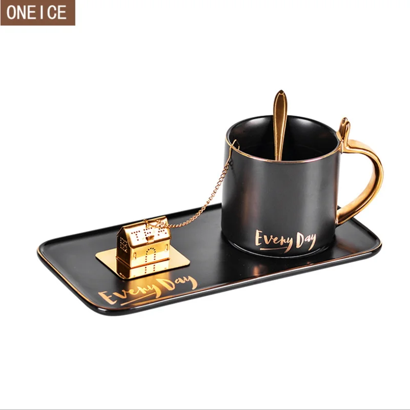 300ml ceramic coffee cup with tray spoon black and white ceramic frosted cup creative tableware coffee tea set Mug free delivery
300ml ceramic coffee cup with tray spoon black and white ceramic frosted cup creative tableware coffee tea set Mug free delivery