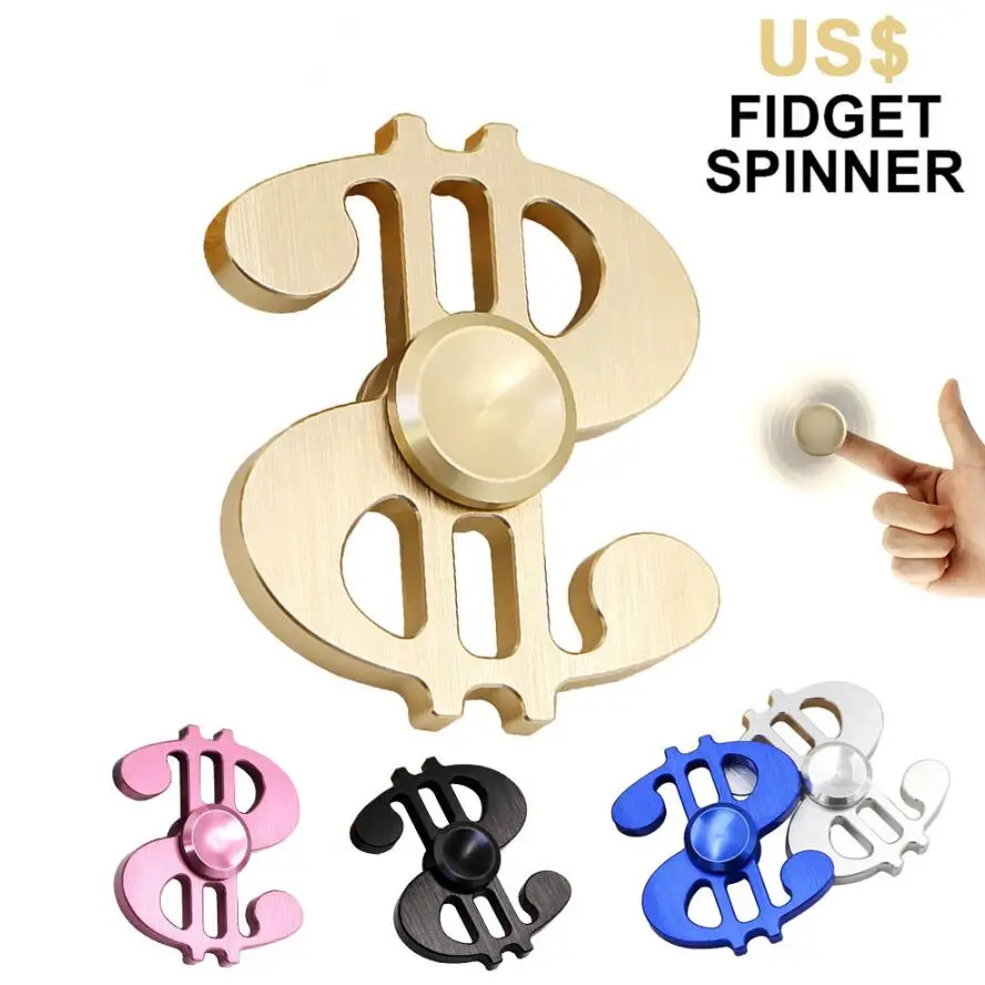 Money Sign Gold Silver Blue Fidget Spinner Hand Metal Bearing Aluminum