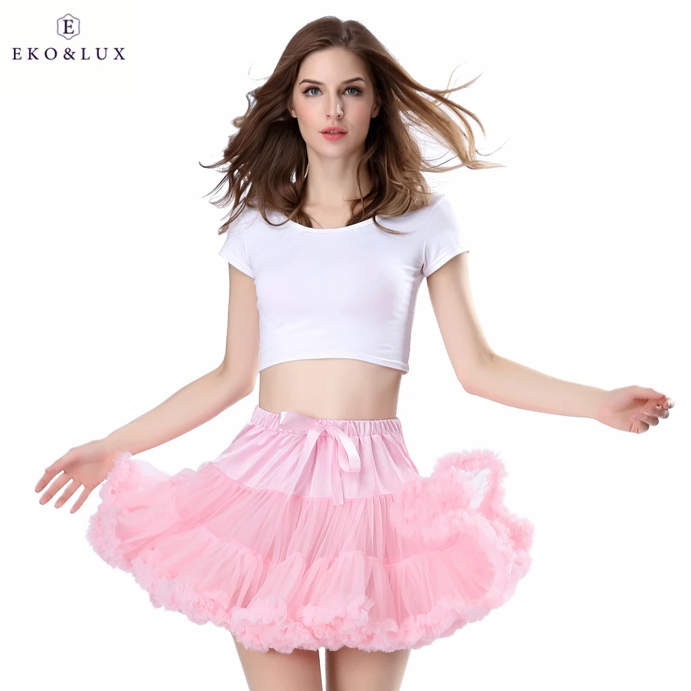 Image EKO LUX Free Shipping Womens Skirt Fluffy Chiffon Pettiskirts Tutu Skirts Girls Princess Party Skirt for Lady Adult Tulle Skirt