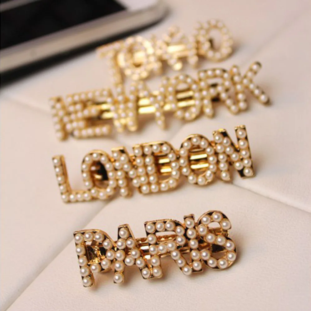 Korean Pearls Letter Metal Hair Clips for Women Girls Barrettes New York Paris London Milan Hair Combs Pins Sticks Accessories
Korean Pearls Letter Metal Hair Clips for Women Girls Barrettes New York Paris London Milan Hair Combs Pins Sticks Accessories