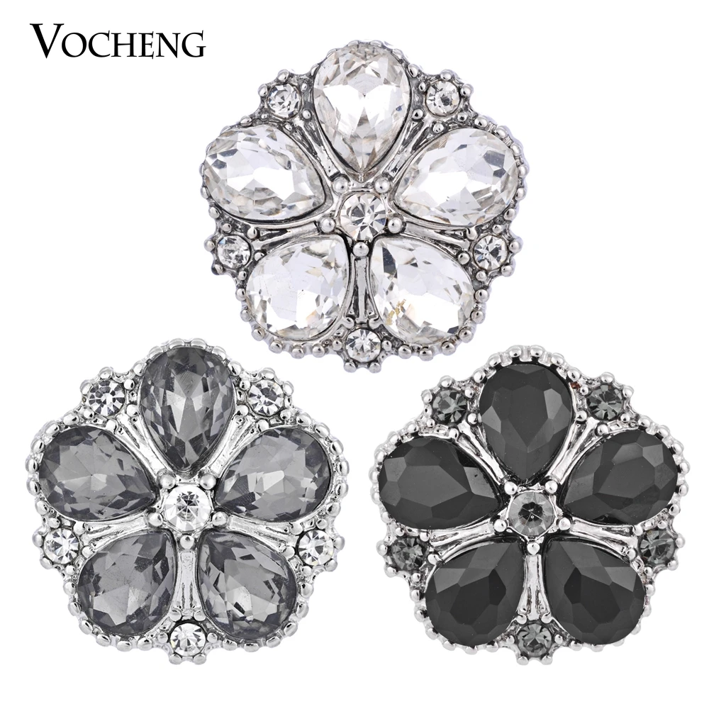 

10PCS/Lot 18mm Vocheng Ginger Snap Jewelry Interchangeable Popper Jewelry Full Bloom Button 3 Colors Vn-557*10