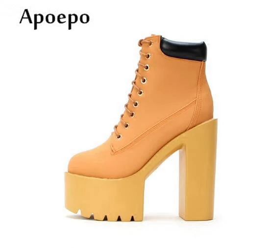 New Hot Selling Platform Super High Lace-up Woman Boots 2018 PU leather Thick Heels Ankle Boots Sexy Riding Boots 
New Hot Selling Platform Super High Lace-up Woman Boots 2018 PU leather Thick Heels Ankle Boots Sexy Riding Boots