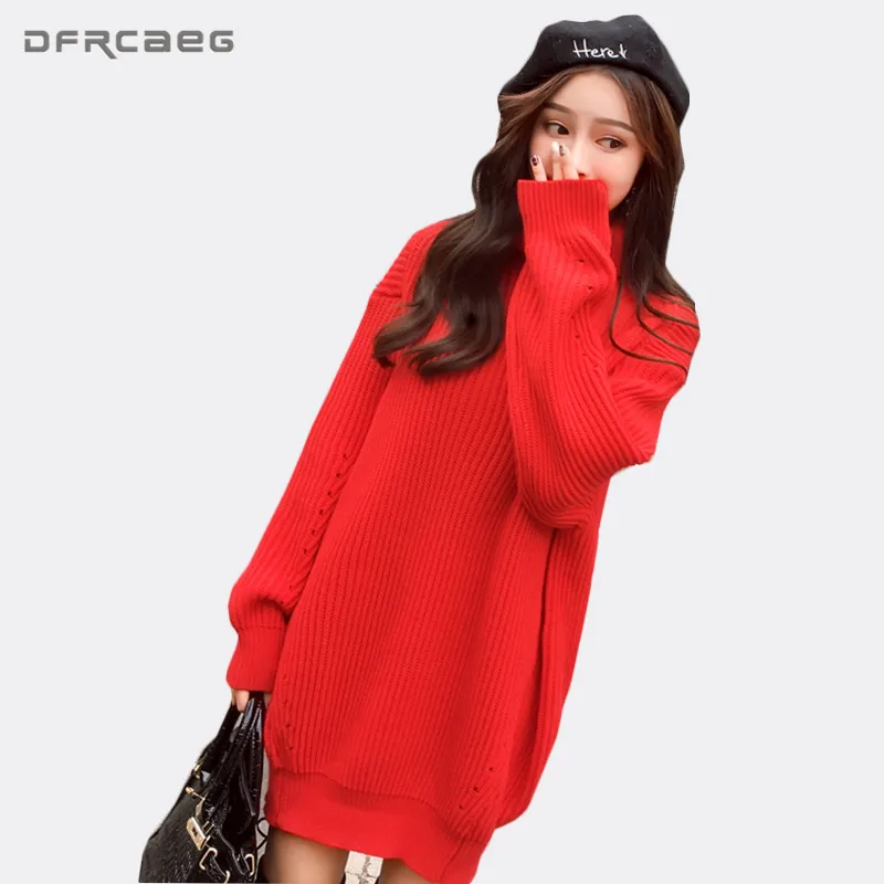 Warm Thick Turtleneck Women's Sweater Dress 2019 Winter Fashion Loose Long Sleeve Knitted Sweater Dresses Clothing Female
Warm Thick Turtleneck Women's Sweater Dress 2019 Winter Fashion Loose Long Sleeve Knitted Sweater Dresses Clothing Female