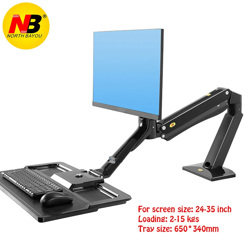 NB FC40 Ergonomic Height Adjust Computer Sit Stand Workstation 24-35 inch Monitor Mount Bracket with Keyboard Plate Desk Stand
NB FC40 Ergonomic Height Adjust Computer Sit Stand Workstation 24-35 inch Monitor Mount Bracket with Keyboard Plate Desk Stand