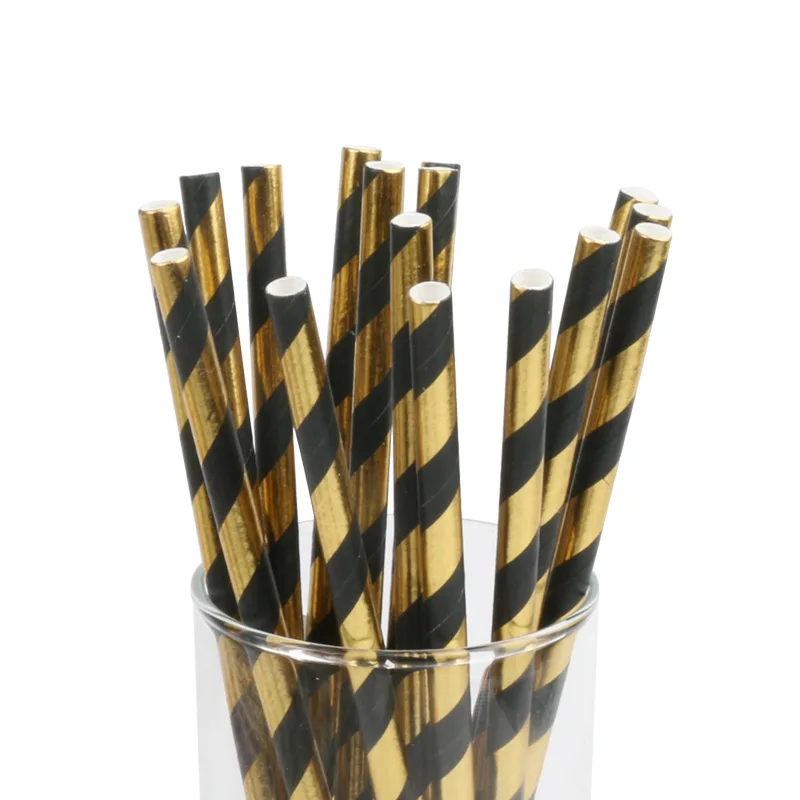 25pcs Stripe Paper Drinking Straws Gold And Black Paper Straw Wedding Birthday Party Decor Supplies Disposable Straw Tableware
25pcs Stripe Paper Drinking Straws Gold And Black Paper Straw Wedding Birthday Party Decor Supplies Disposable Straw Tableware
