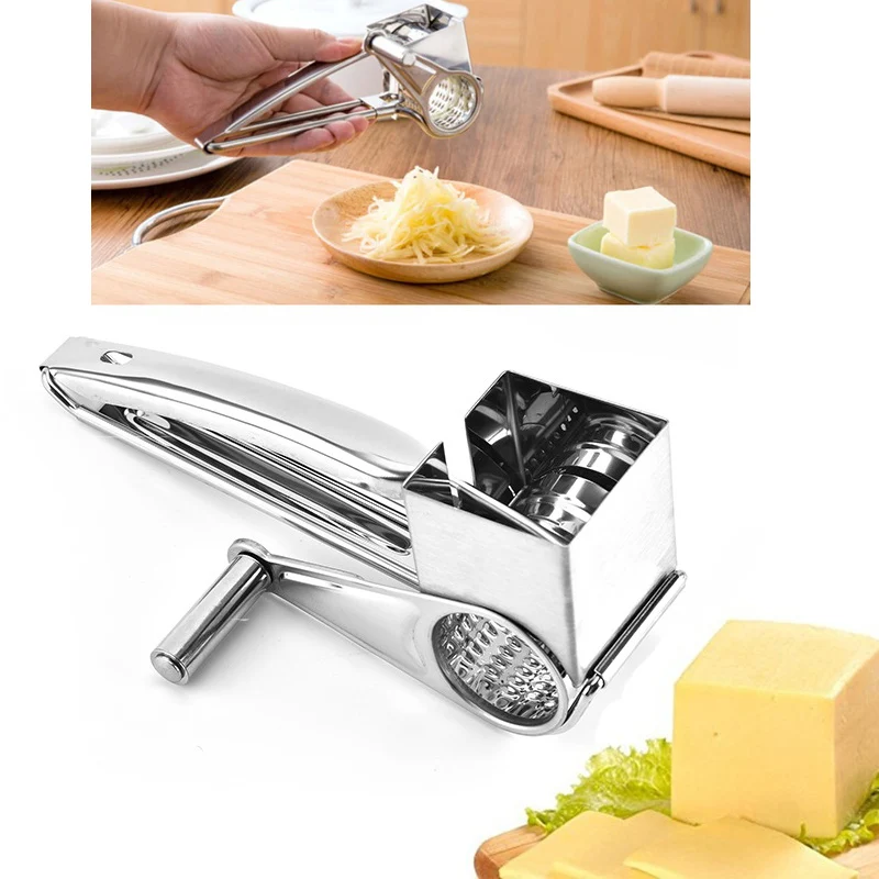 Stainless Steel Cheese Grater Manual Rotary Cheese Slicer Shredder Butter Cutter Nuts Chocolate Grinding Kitchen Cutting Gadgets
Stainless Steel Cheese Grater Manual Rotary Cheese Slicer Shredder Butter Cutter Nuts Chocolate Grinding Kitchen Cutting Gadgets