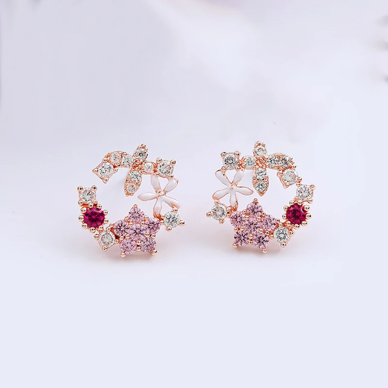 2018 New Korean Colorful CZ Zircon Wreath Stud Earrings For Women Sweet Flower Shell Small Cirlce Earrings Brincos Gift
2018 New Korean Colorful CZ Zircon Wreath Stud Earrings For Women Sweet Flower Shell Small Cirlce Earrings Brincos Gift