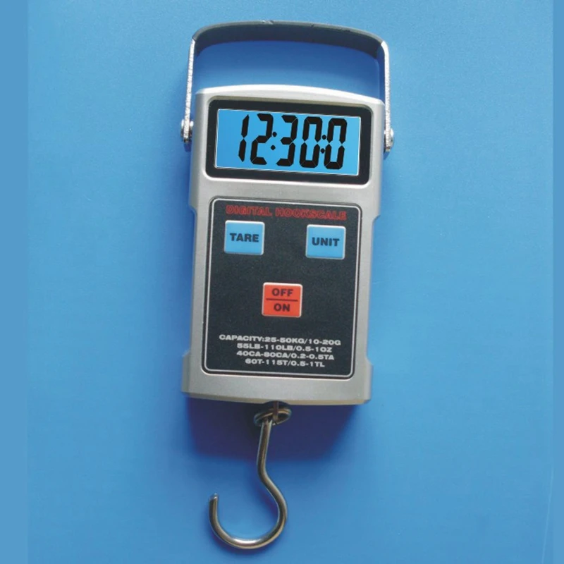50kg 110 LB LCD Digital Fishing Hook Scale Electronic Travel Luggage Crane Scales Thermometer Clock Tape Hanging Weight Balance
50kg 110 LB LCD Digital Fishing Hook Scale Electronic Travel Luggage Crane Scales Thermometer Clock Tape Hanging Weight Balance