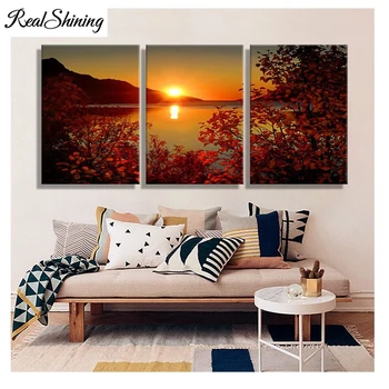 REALSHINING triptych diy diamond painting mosaic full square Diamond embroidery Lake sunset nature,mazayka 5d,wall arts FS3123 
REALSHINING triptych diy diamond painting mosaic full square Diamond embroidery Lake sunset nature,mazayka 5d,wall arts FS3123