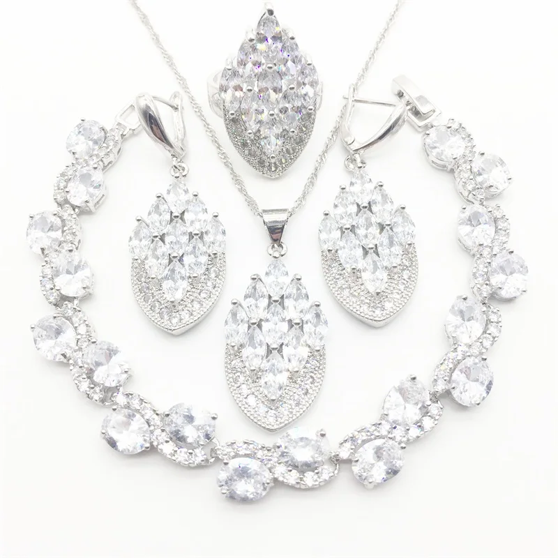 New Fashion white Zirconia 925 Sterling Silver Women's Jewelry Set Bracelet Necklace Pendant Earrings Ring T0028-7
New Fashion white Zirconia 925 Sterling Silver Women's Jewelry Set Bracelet Necklace Pendant Earrings Ring T0028-7