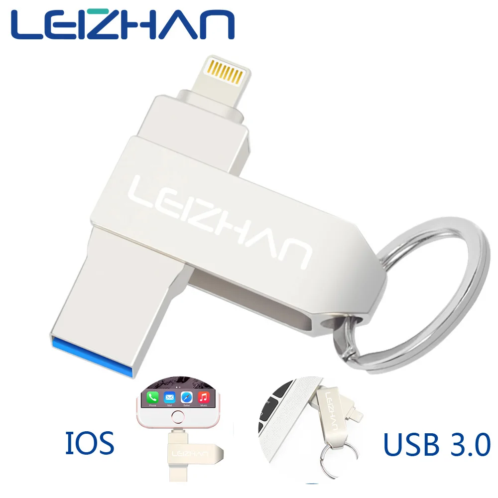 LEIZHAN Keychain OTG USB Flash Drive USB 3.0 for iPhone/iPad/IOS/PC 128GB 64GB 32GB 16GB Lightning pen drive high speed Pendrive
LEIZHAN Keychain OTG USB Flash Drive USB 3.0 for iPhone/iPad/IOS/PC 128GB 64GB 32GB 16GB Lightning pen drive high speed Pendrive