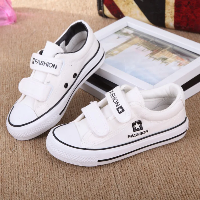 Image 2017 Latest Spring and Summer  Fall Children s Shoes Boys and Girls White red black blue Solid Color Canvas Sneakers new