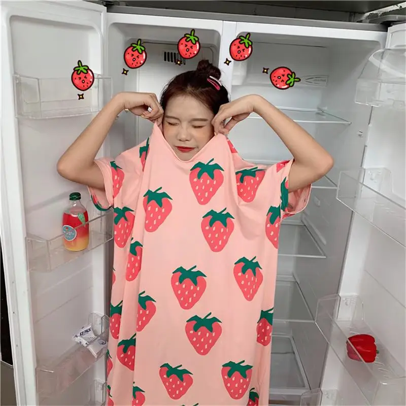 Loose Strawberry Short Sleeve Dress Shirt Women's Lovely Dresses Ins Chic Kawaii Girl Sweet Harajuku Punk Clothes For Women
Loose Strawberry Short Sleeve Dress Shirt Women's Lovely Dresses Ins Chic Kawaii Girl Sweet Harajuku Punk Clothes For Women
