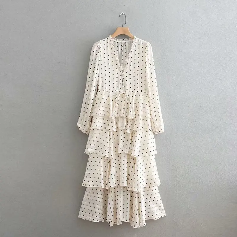 women v neck polka dot print laminated ruffles long cake dress ladies golden line agaric lace ball gown party vestidos DS1773
women v neck polka dot print laminated ruffles long cake dress ladies golden line agaric lace ball gown party vestidos DS1773