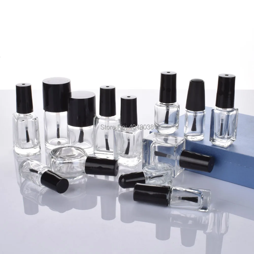 Transparent Nail Polish Bottle Various Shape Empty Refillable Glass Container with Brush Cosmetic Tools Nail Beauty Sample Test (2)