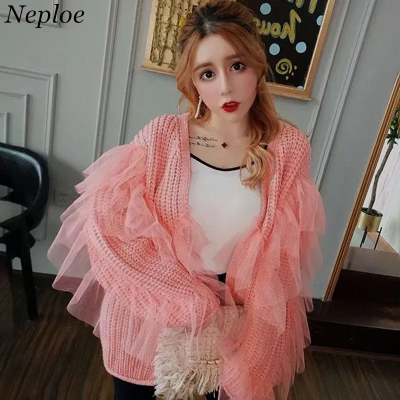 Neploe Sweater Cardigan Coat Women Clothes 2019 Gauze Patchwork Kintwear Korean New Sweet Sweaters Jacket Loose Pull Femme 51657
Neploe Sweater Cardigan Coat Women Clothes 2019 Gauze Patchwork Kintwear Korean New Sweet Sweaters Jacket Loose Pull Femme 51657