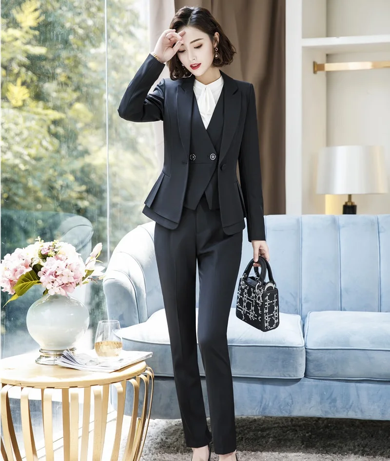 Formal 3 Piece Sets Women Blazers Business Suits With Pencil Pants and Jackets and Vest Coat & Waistcoat OL Styles Pants Suits
Formal 3 Piece Sets Women Blazers Business Suits With Pencil Pants and Jackets and Vest Coat & Waistcoat OL Styles Pants Suits