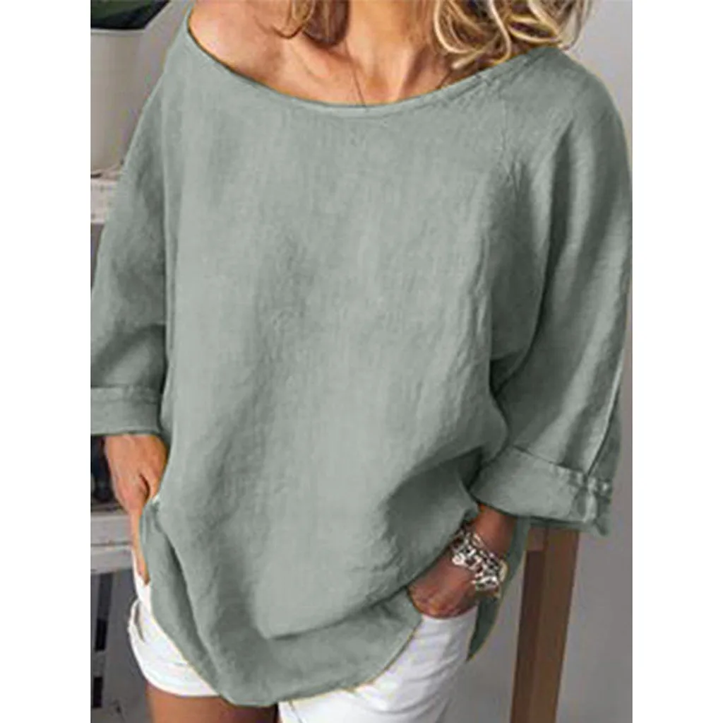 2019 Summer Plus Size Women's T-Shirt Solid Cotton Linen Casual Ladies Tee Shirt Three Quarter Sleeve O-Neck Loose T-Shirt Top
2019 Summer Plus Size Women's T-Shirt Solid Cotton Linen Casual Ladies Tee Shirt Three Quarter Sleeve O-Neck Loose T-Shirt Top