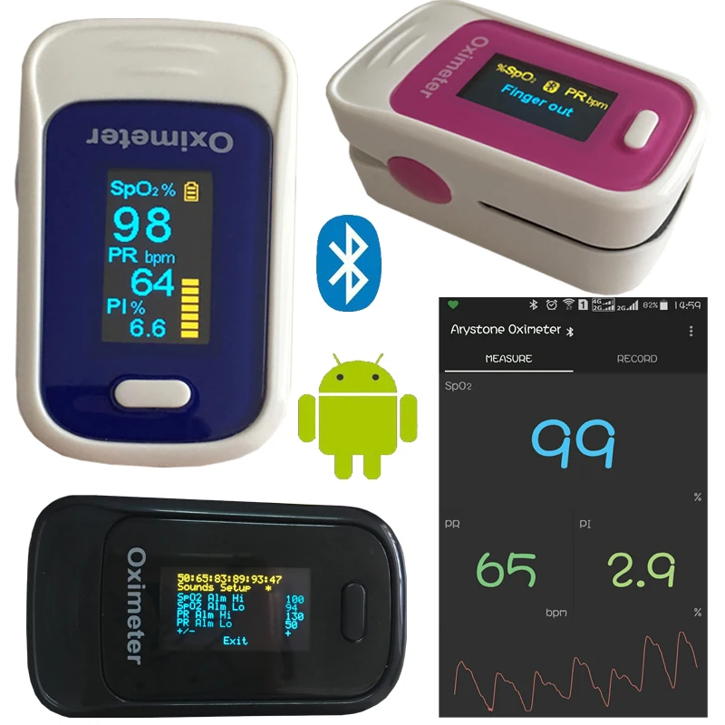 2 pieces/Lot Andriod APP Bluetooth 4.0 OLED Fingertip Pulse Oximeter Finger Oximetro pulso Blood Oxygen SpO2 Saturation Monitor
2 pieces/Lot Andriod APP Bluetooth 4.0 OLED Fingertip Pulse Oximeter Finger Oximetro pulso Blood Oxygen SpO2 Saturation Monitor