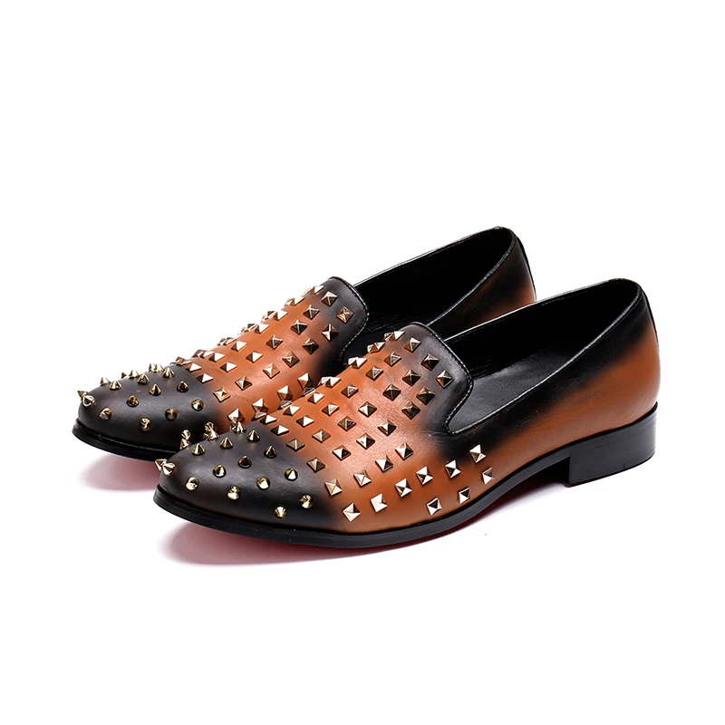 New Men's Genuine leather Orange rivets dress Shoes fashion slip-on oxford for men wedding party shoes men size 38-46
New Men's Genuine leather Orange rivets dress Shoes fashion slip-on oxford for men wedding party shoes men size 38-46