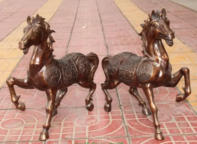 S2347 16" Chinese Bronze Foo Fu Dragon Phoenix Success Run Horse Animal Statue Pair discount 30% (C0324)
S2347 16" Chinese Bronze Foo Fu Dragon Phoenix Success Run Horse Animal Statue Pair discount 30% (C0324)