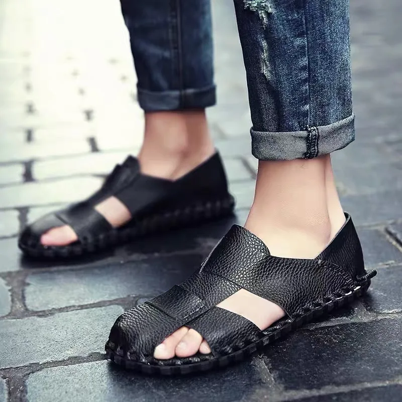 Men's Sandals 2019 Summer Genuine Cow Leather Handmade Men Shoe Leather Sandal Flats Retro Style Shoes
Men's Sandals 2019 Summer Genuine Cow Leather Handmade Men Shoe Leather Sandal Flats Retro Style Shoes