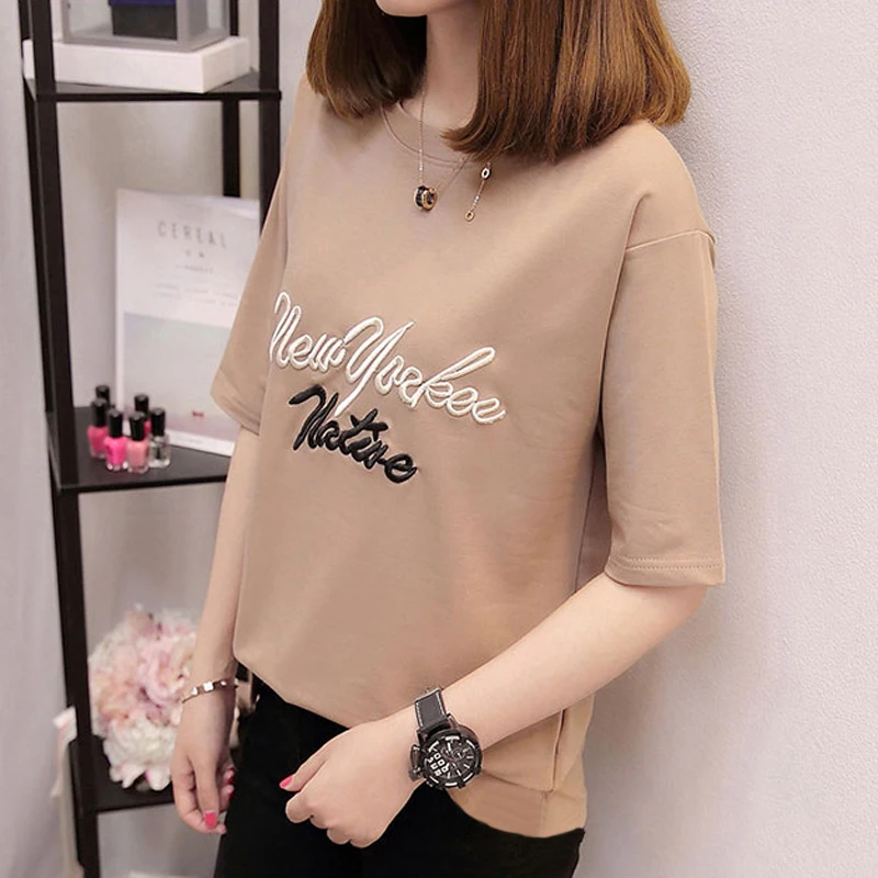 Plus Size S-3XL Women T-shirt Fashion Letter Embroidery Short Sleeve O-Neck Cotton T Shirt Femme Soft Comfortable Girls Tops Tee
Plus Size S-3XL Women T-shirt Fashion Letter Embroidery Short Sleeve O-Neck Cotton T Shirt Femme Soft Comfortable Girls Tops Tee