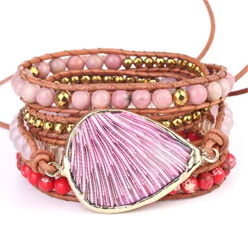 New Natural Red Coral Charm Bracelet Pink Rhodochrosite & Regalite Beads Leather Wrap Bangle Bohemian Summer Jewelry for Women
New Natural Red Coral Charm Bracelet Pink Rhodochrosite & Regalite Beads Leather Wrap Bangle Bohemian Summer Jewelry for Women