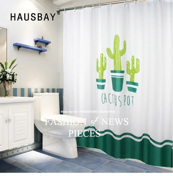 

Tropical Cactus Shower Curtain Waterproof Polyester Fabric Bath Curtain For The Bathroom Decorate With 12pcs Plastic Hooks SC004