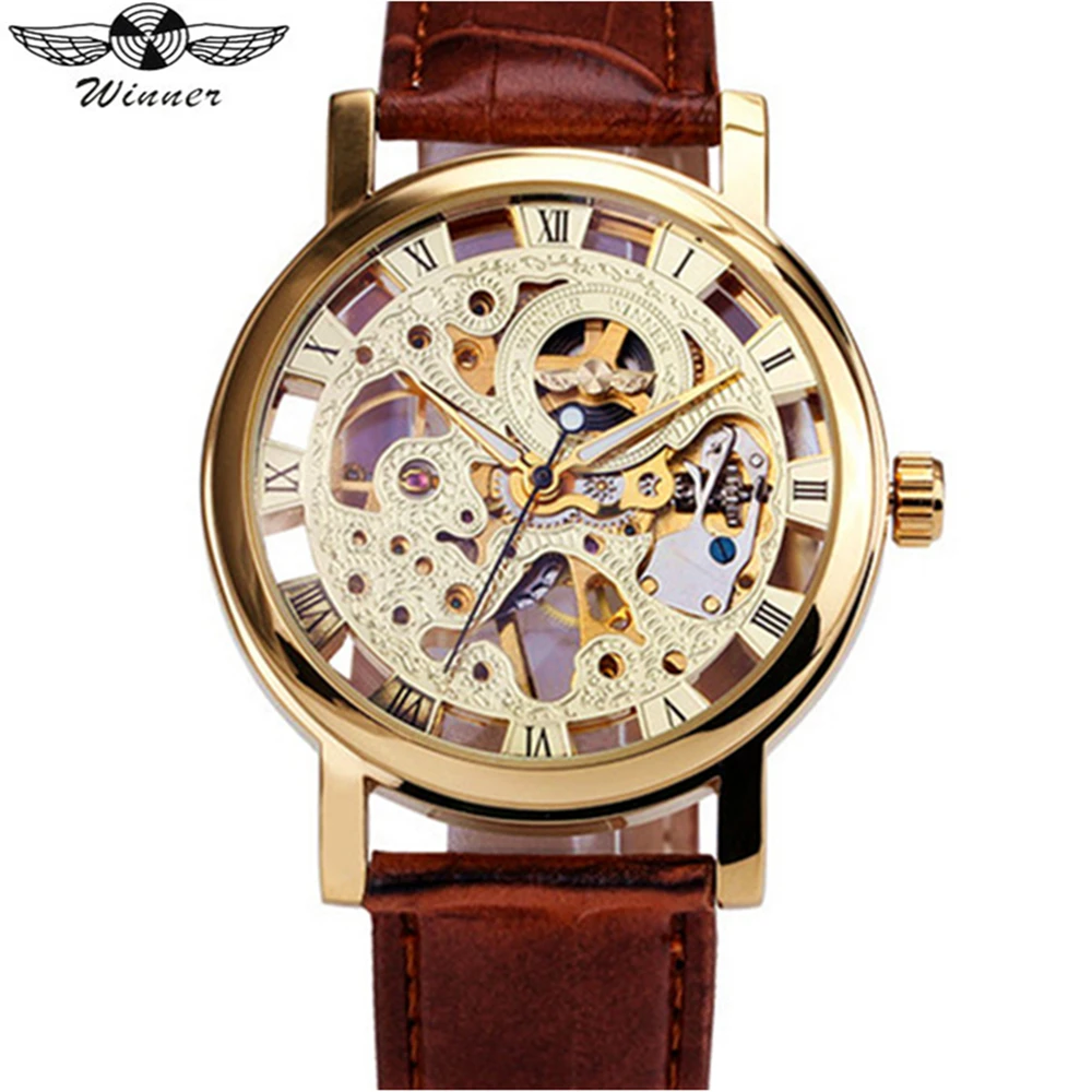 WINNER Brand Luxury Men Hand Wind Mechanical Watches Golden Skeleton Dial Fashion Male Clock
WINNER Brand Luxury Men Hand Wind Mechanical Watches Golden Skeleton Dial Fashion Male Clock