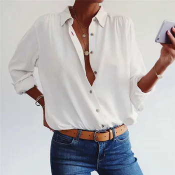 Sexy Casul Ladies Blouse Long Sleeve Sexy Women Shirts Solid V-Neck Button Long Sleeve Loose Blouse Tops S-XL New in Fashion
Sexy Casul Ladies Blouse Long Sleeve Sexy Women Shirts Solid V-Neck Button Long Sleeve Loose Blouse Tops S-XL New in Fashion