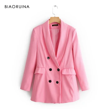 BIAORUINA Women Korean Style Pink Double Breasted Blazer Coat Notched Collar Office Lady Loose Fashion Blazer Outerwear
BIAORUINA Women Korean Style Pink Double Breasted Blazer Coat Notched Collar Office Lady Loose Fashion Blazer Outerwear