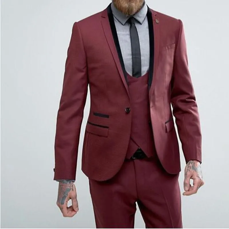 One Button Burgundy Men Suit 2017 single Breasted Slim 3 Pieces Wedding Suits For Men Custom Made Groom men suits Tuxedos Blazer
One Button Burgundy Men Suit 2017 single Breasted Slim 3 Pieces Wedding Suits For Men Custom Made Groom men suits Tuxedos Blazer