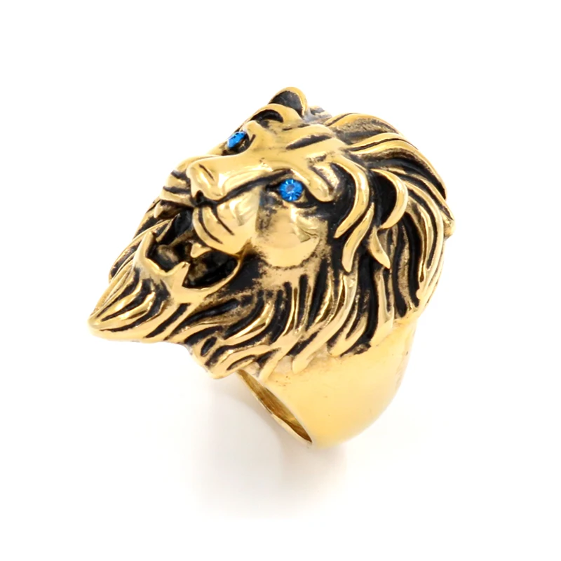 Punk Blue Lion Head Mens Signet Rings Titanium Steel Male Man Ring Powerful Wild Animal Anel For Gift Gold Jewelry
Punk Blue Lion Head Mens Signet Rings Titanium Steel Male Man Ring Powerful Wild Animal Anel For Gift Gold Jewelry