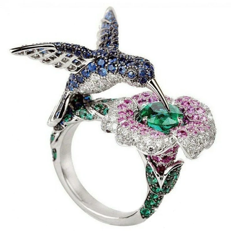 Fashion Multicolor Blue Green Crystal Rhinestone Bird Flower Rings for Women Bohemia Animal Wedding Engagement Ring Jewelry Gift
Fashion Multicolor Blue Green Crystal Rhinestone Bird Flower Rings for Women Bohemia Animal Wedding Engagement Ring Jewelry Gift