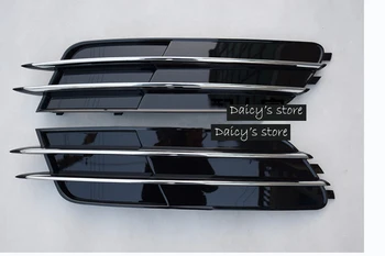 

One Pair of Chrome shiny black Auto Car Front Lower Bumper Grilles Grille for Audi A6 C7 2012-2014