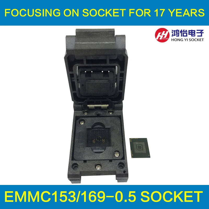eMMC153/169 BGA153 BGA169 Burn in Socket Pin Pitch 0.5mm IC Body Size 11.5x13mm Clamshell Test Socket Adapter Data Recovery
eMMC153/169 BGA153 BGA169 Burn in Socket Pin Pitch 0.5mm IC Body Size 11.5x13mm Clamshell Test Socket Adapter Data Recovery