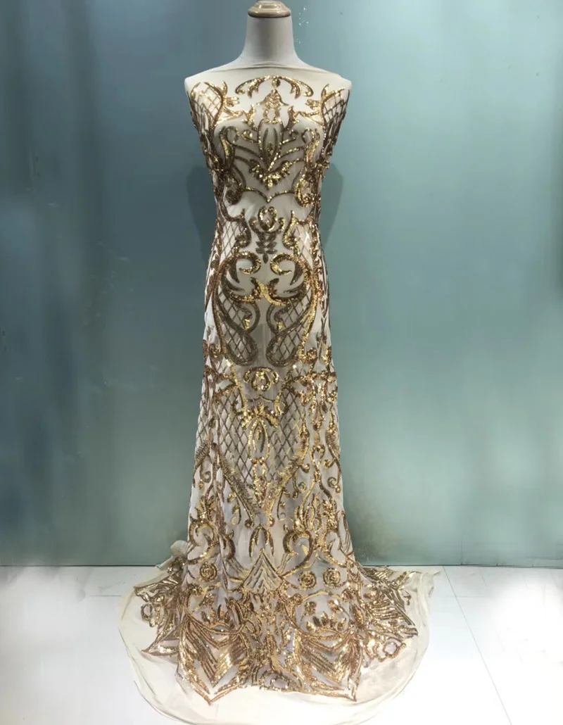 Free shipping (5yards/pc) 2018 new African party lace gold sequins embroidered French net lace fabric for party dress FNS123
Free shipping (5yards/pc) 2018 new African party lace gold sequins embroidered French net lace fabric for party dress FNS123