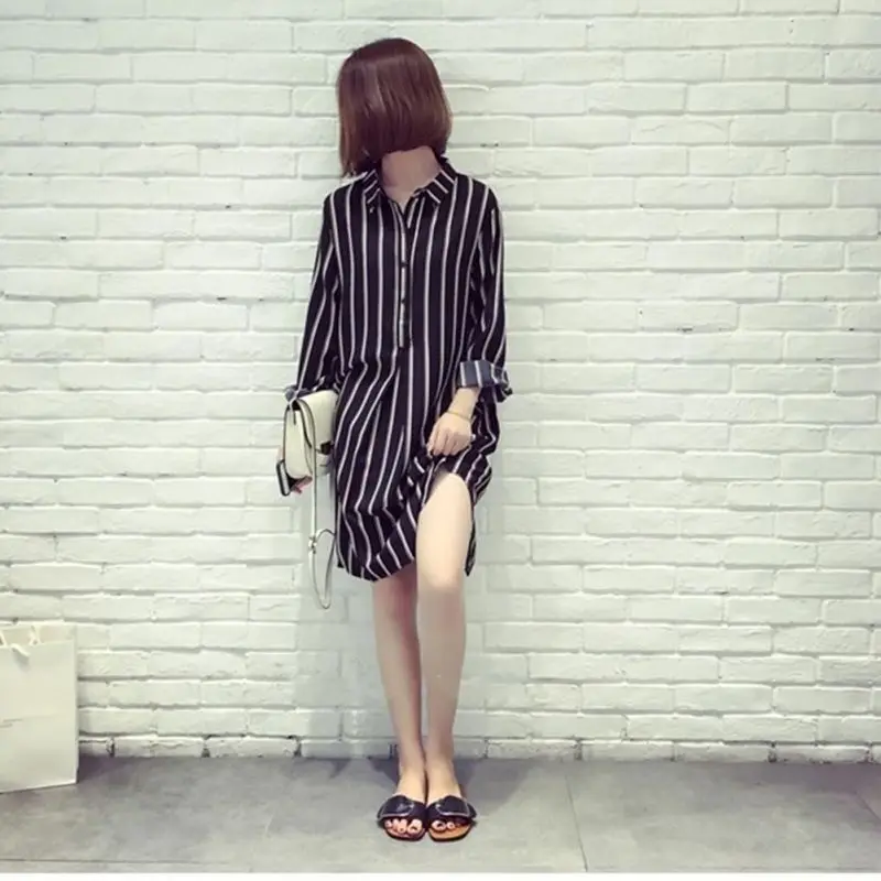 2018 Fashion Newest Women Summer Striped Vestidos Casual Turn-down Collar Long Sleeve Loose Plus Size Shift Dress
2018 Fashion Newest Women Summer Striped Vestidos Casual Turn-down Collar Long Sleeve Loose Plus Size Shift Dress