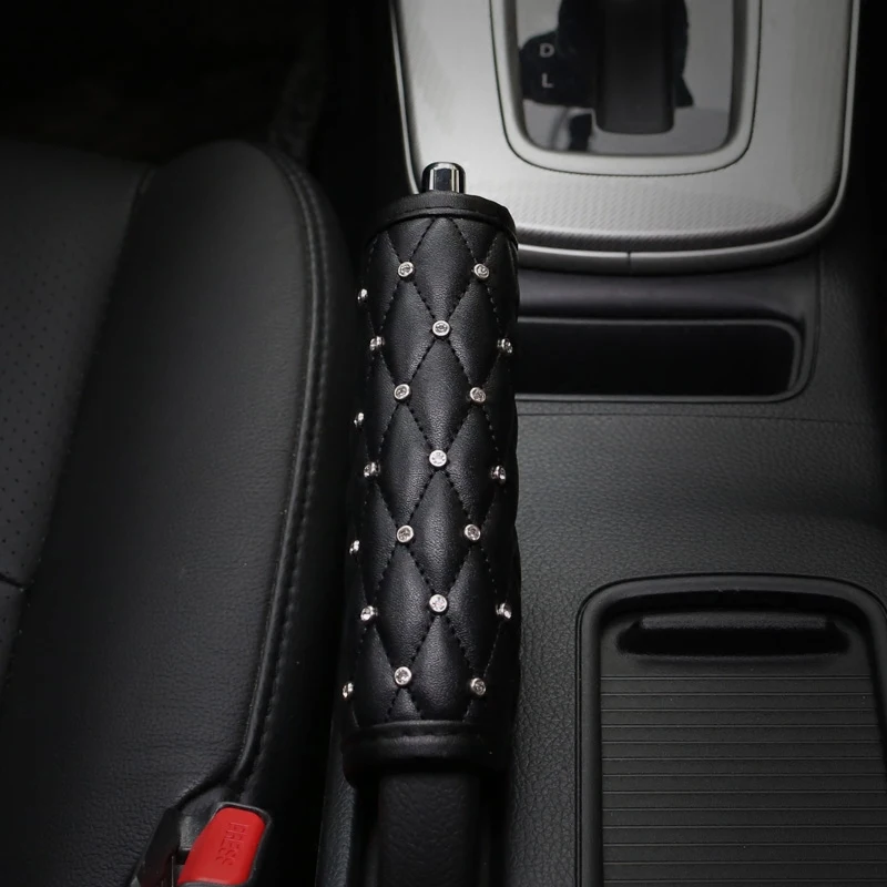 Full-Crystal-Premium-Leather-Handbrake-Sleeve-Women-Gear-Shift-Cover-Car-Styling-4
