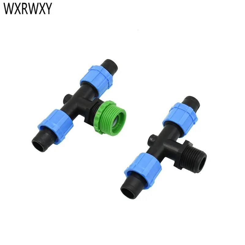 Male 1/2 3/4 to 16mm drip tape tee water splitter connector screw Greenhouse drip irrigation fittings 1 pcs 
Male 1/2 3/4 to 16mm drip tape tee water splitter connector screw Greenhouse drip irrigation fittings 1 pcs