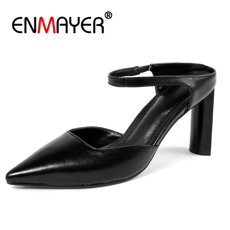 ENMAYER High Quality Genuine Leather Women Pumps Pointed toe Mules Shoes Woman High Heels Summer Shoes Slip On Office CR597 
ENMAYER High Quality Genuine Leather Women Pumps Pointed toe Mules Shoes Woman High Heels Summer Shoes Slip On Office CR597