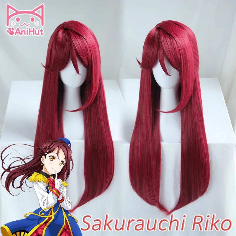 

AniHut Sakurauchi Riko Wig Love Live Sunshine Cosplay Wig Red Synthetic Hair Sakurauchi Riko Anime LoveLive Cosplay Hair Women