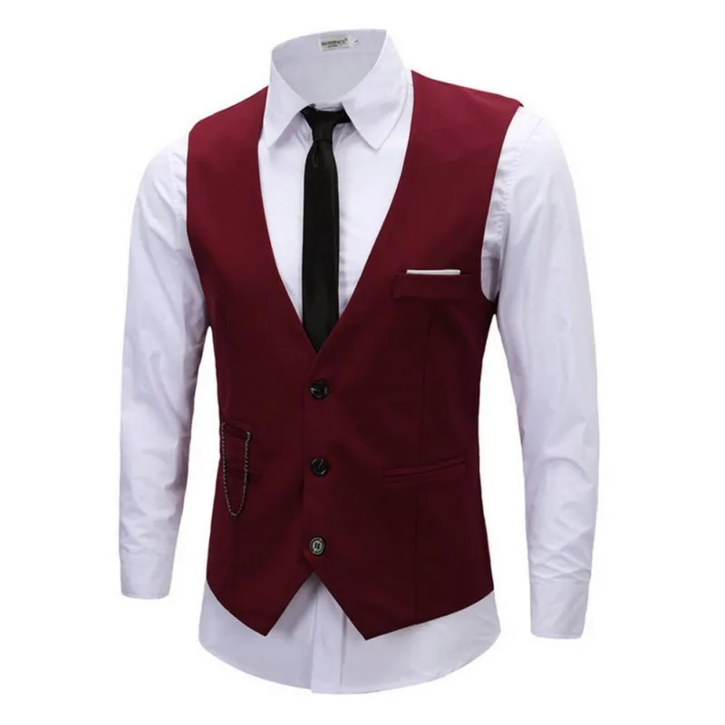 Image Men Vest Business Waistcoat Men Slim Fit Business Jacket Tops Formal Tuxedo Vest Suit Waistcoat Outfits